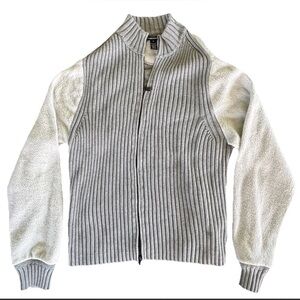 Club Monaco Men’s Ribbed Mix Media Full Zip Jacket Long Sleeve SZ.XL Designer